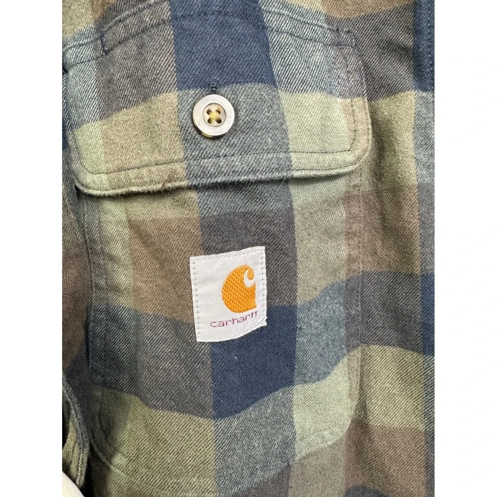 Carhartt Men's L Tall Loose‎ Fit Flannel Plaid Heavyweight Button Down Shirt